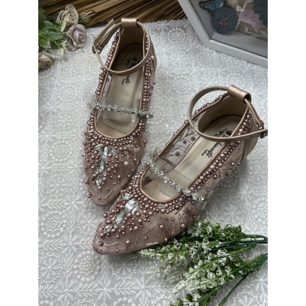 Rafaizoutfit sepatu wanita cantik rosegold vilena 3cm kaca