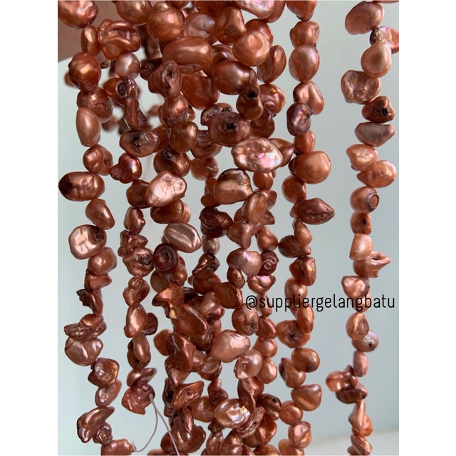 kerikil Mutiara Air Tawar KESHI ORANGE tetes OVAL fresh water pearl