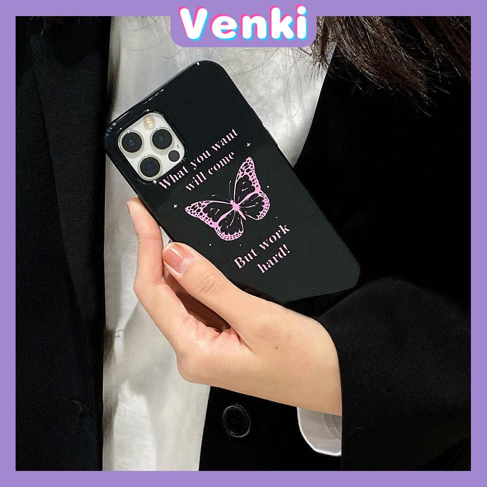 iPhone Case Silicone Soft Case Black TPU Glossy Big Hole Camera Protection Shockproof Pink Butterfly For iPhone 13 Pro Max iPhone 12 Pro Max iPhone 11 Pro Max iPhone 7Plus