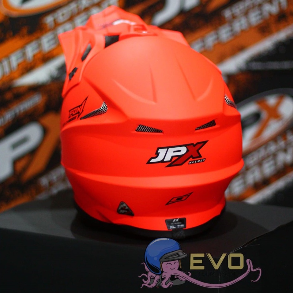 HELM JPX CROSS_SOLID - FLUO RED GLOSS + SNAIL (ONGKIR 2 KG ) HELM JPX TERBARU