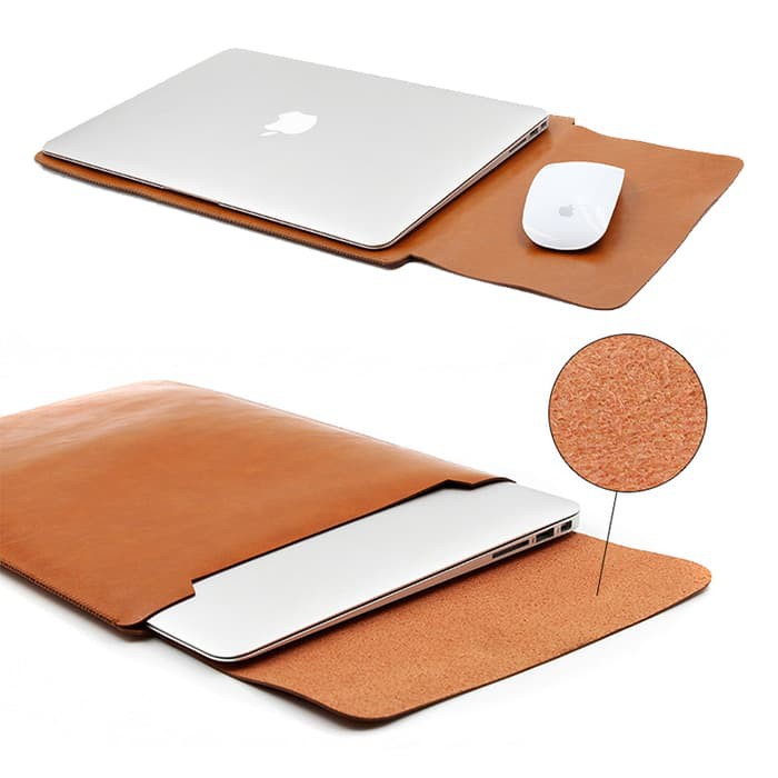 Exclusive Leather Sleeve Case for Macbook Pro 2016 & Macbook Air 13 Inch - Black