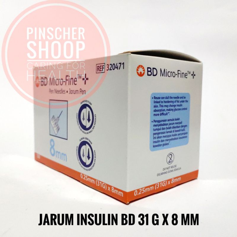 Jarum Insulin BD Microfine 31 G Biru Muda 0,25 x 8 mm