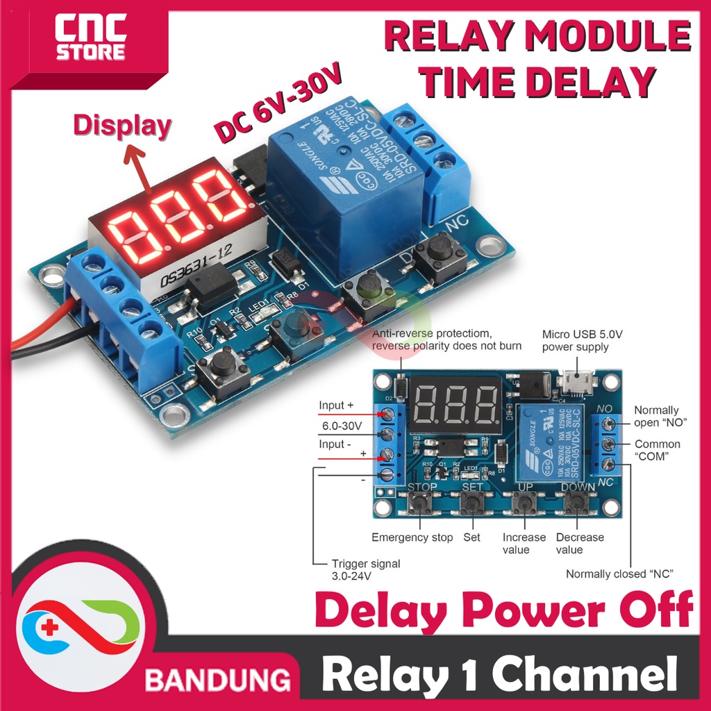 RELAY TIMER DISPLAY MODULE 1 CHANNEL DELAY POWER OFF