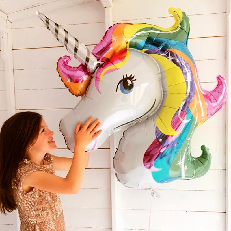 Balon Foil Kepala Unicorn / Pegasus Rainbow Jumbo (100cm)