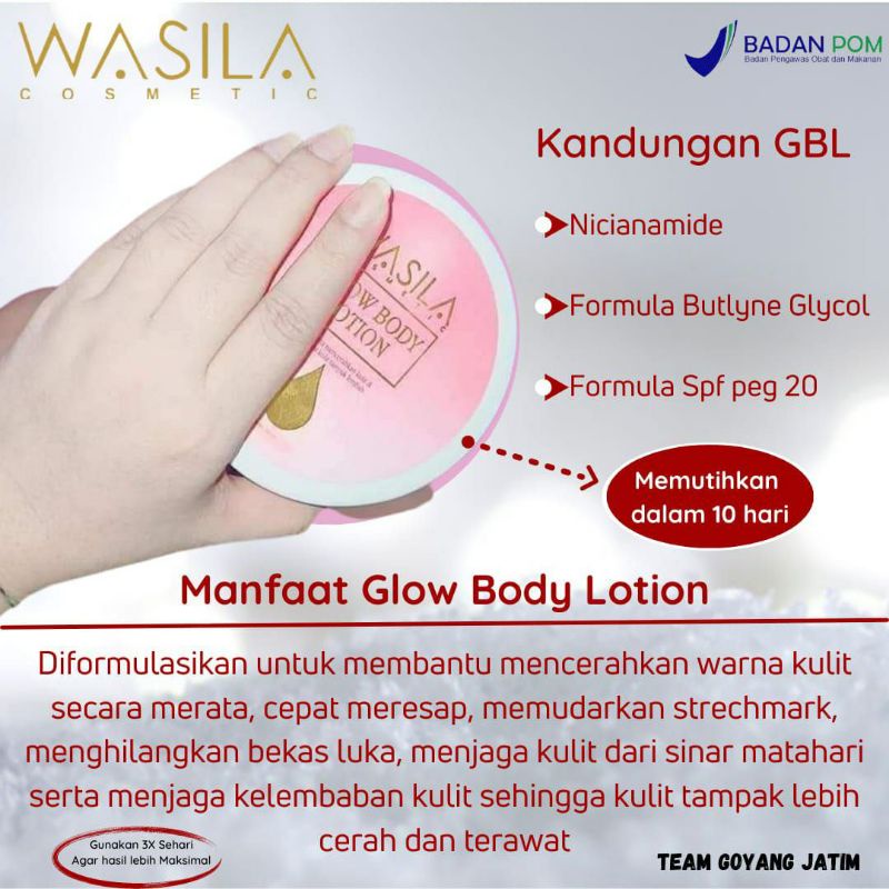 Glow Body Lotion Wasila Cosmetic/Body Lotion Wasila Cosmetic Putih Dalam 10 Hari