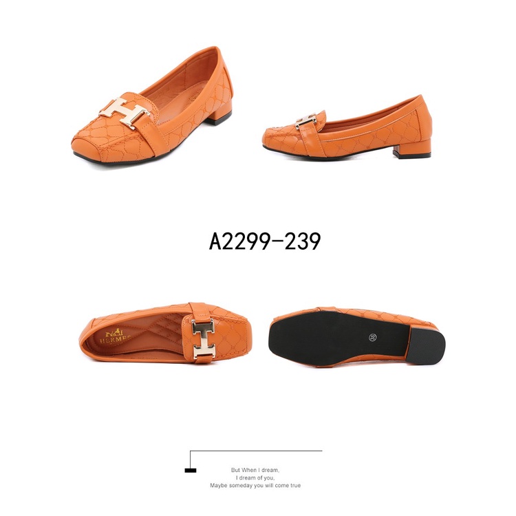 Leather H-Logo Block Heel A2299-239