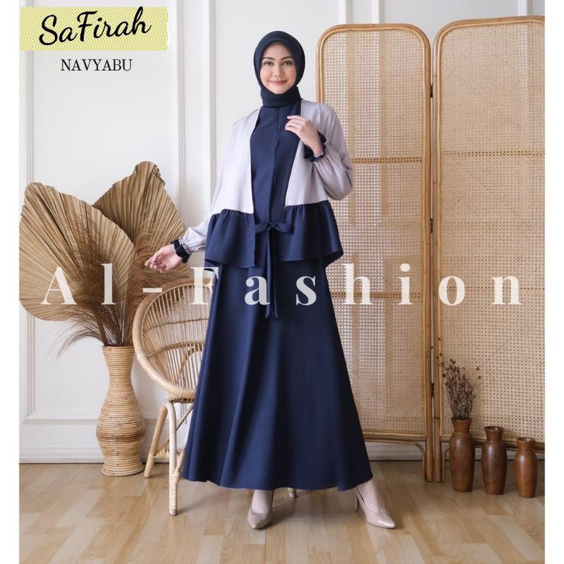 Baju Dress Gamis Wanita Muslim SAFIRAH Busui Busui + Plus Iner Rangkapan Kardigan Cardigan Cardi Jum