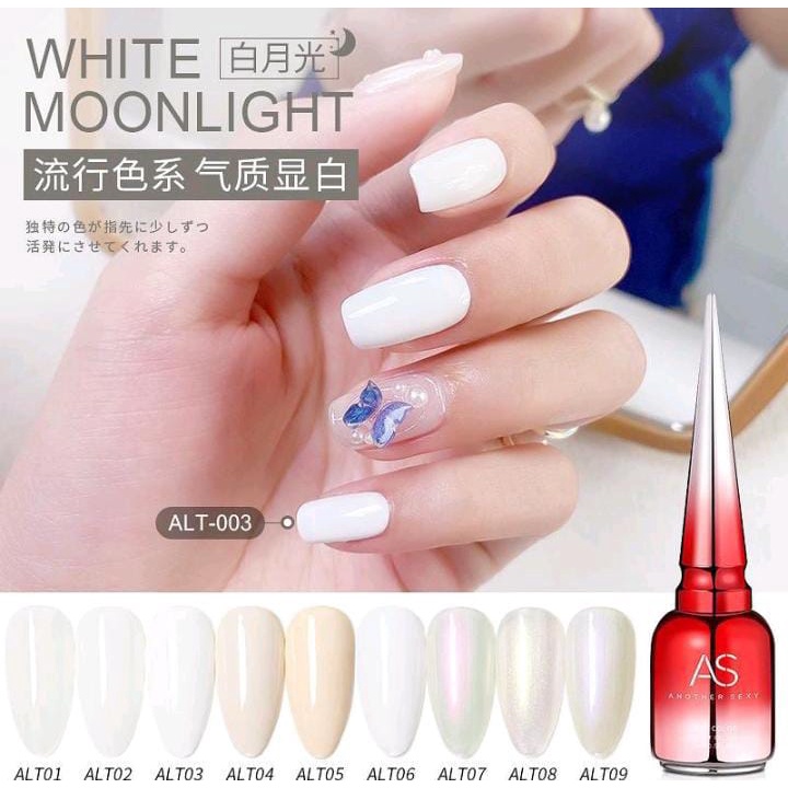 AS GEL SET WHITE MOONLIGHT 15ml 9 WARNA GEL POLISH PUTIH KUTEK GEL CHAMELEON WHITE GEL POLISH TAHAN 2 BULAN (ALT)