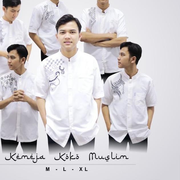 ⅍ () BAJU KOKO PUTIH LENGAN PENDEK/KOKO PUTIH BORDIR/BAJU KOKO KURTA TERMURAH/BAJU KOKO DEWASA NIBRA