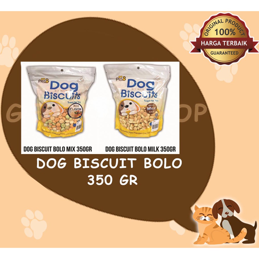 MAKANAN ANJING PET8 BISKUIT BULAT 350 GRAM - SNACK DOG BISCUIT ROUND