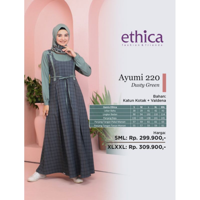 AYUMI 220 - GAMIS ETHICA - DUSTY GREEN - DUSTY ROSE - BEST SELLER