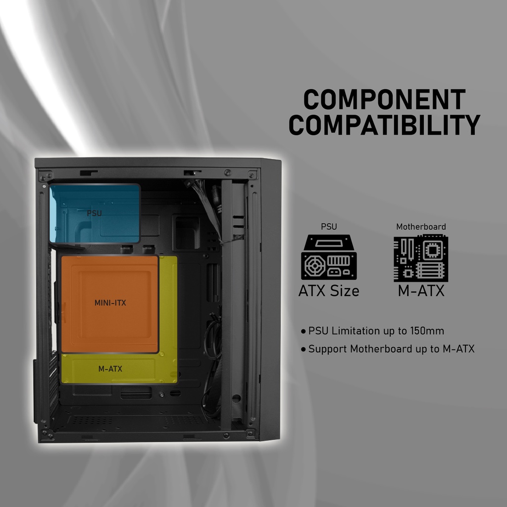 Casing Office Pro KR 22 Vurrion Free Include PSU 500Watt Case Casing Standard Micro Atx Matx Resmi