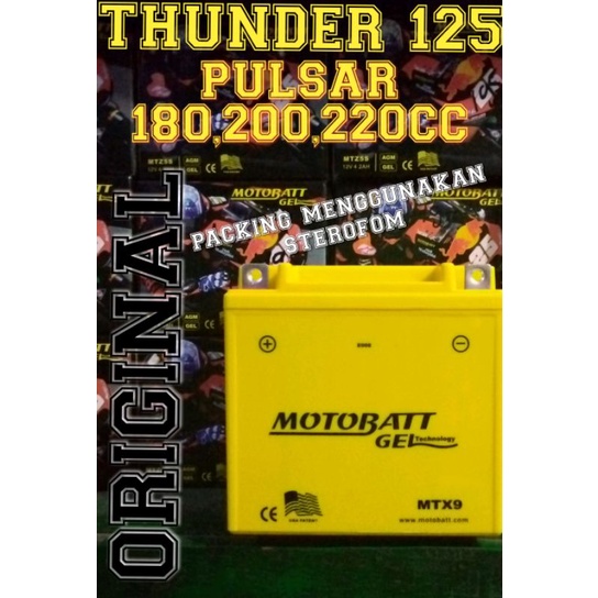 Jual aki motor MOTOBATT original type MTX9 untuk thunder 125cc, Pulsar