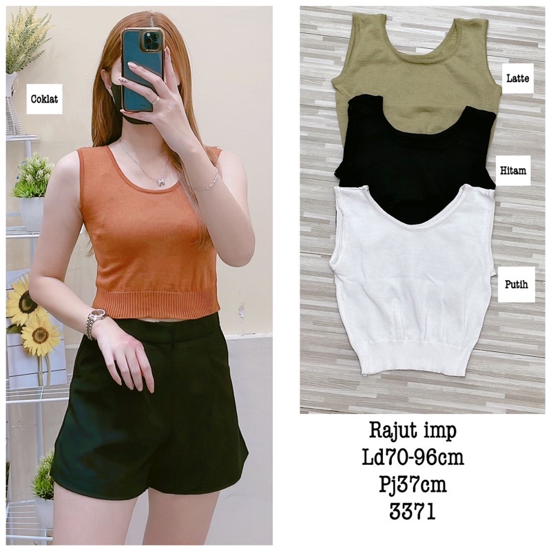 Monna - Square Tanktop | Atasan Wanita | Crop Top Wanita | Singlet Rajut