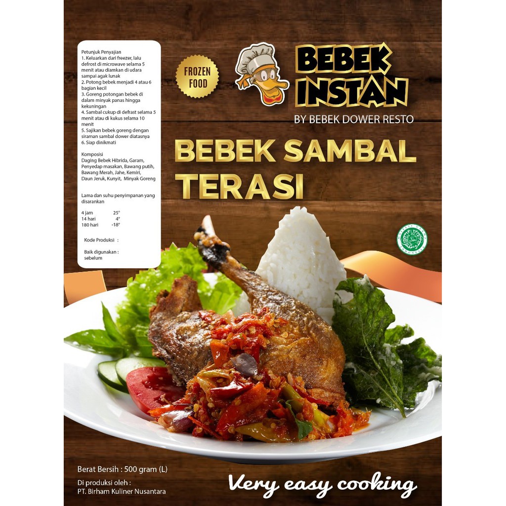 

FROZEN FOOD BEBEK OVEN INSTAN SAMBAL TERASI (L) 3-4 PORSI