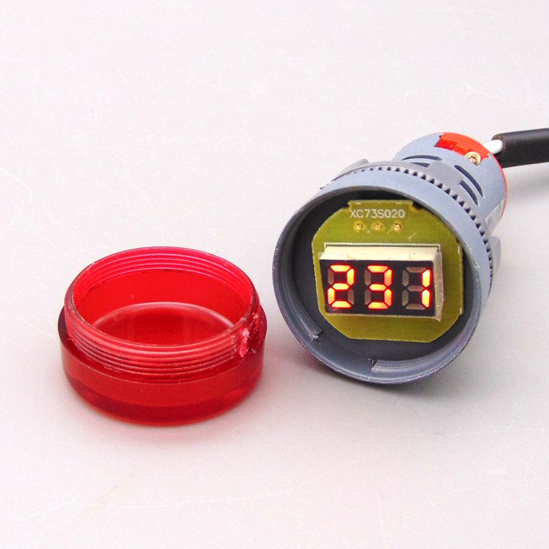 22mm AC Voltmeter Bulat Mini 80-500V Indikator Volt Tegangan PLN Volt