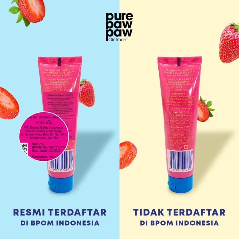 Pure Paw Paw Original Ointment BPOM 25 gr - Krim Gel Salep Multifungsi ( Lip Balm, Ruam Popok ) - Body Care