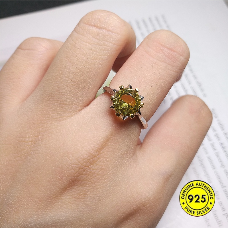 Pt950 Cincin Model Terbuka Desain Delapan Hati Hias Berlian Warna Kuning Untuk Wanita