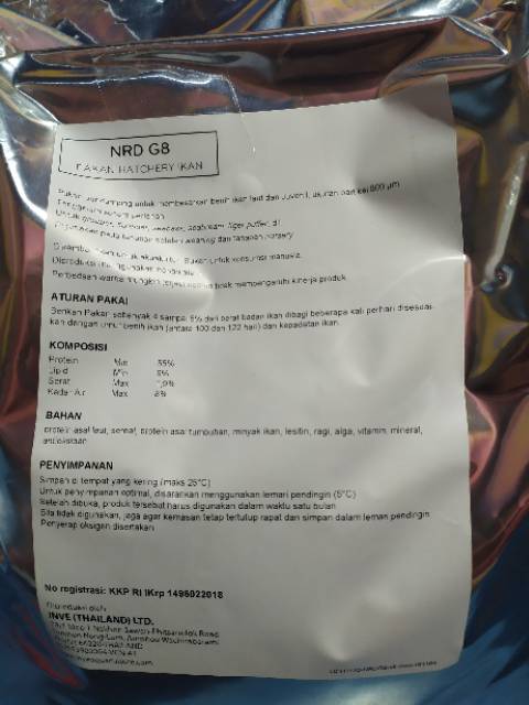 PELET NRD G8 / 800 MIKRON 200 GR by INVE / PELET IKAN / MAKANAN CUPANG DEWASA