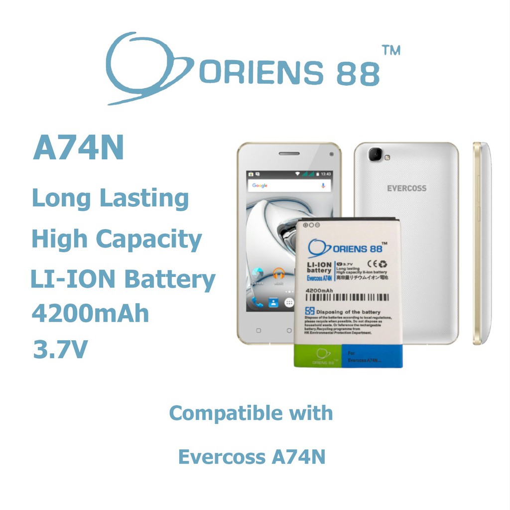 (P) Baterai batre battery EVERCOSS A74N double power/IC ORIENS88