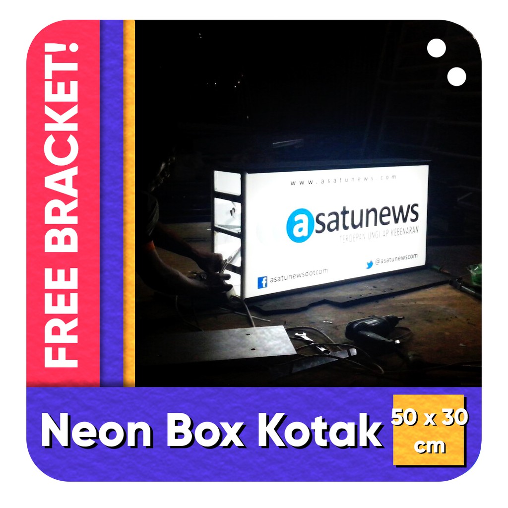 

Neon Box Kotak Water Resistant Uk. 50 x 30 cm Gambar 2 Sisi | Neon box murah