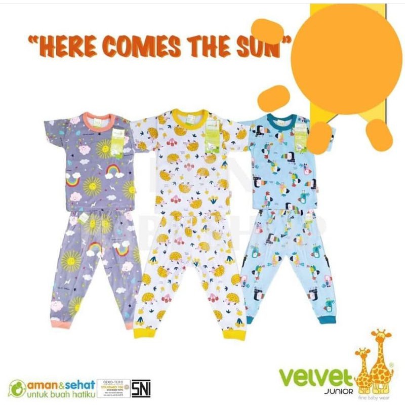 velvet junior setelan pendek panjang here comes the sun
