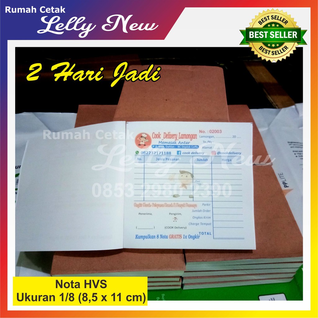 

NOTA HVS Ukuran FOLIO 1/8 (8,5 x 11 cm) MURAH, NOTA OLSHOP, NOTA DELIVERY