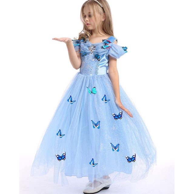 GA2259 PREMIUM CINDERELLA DRESS BLUE / gaun princess anak / dress ulang tahun