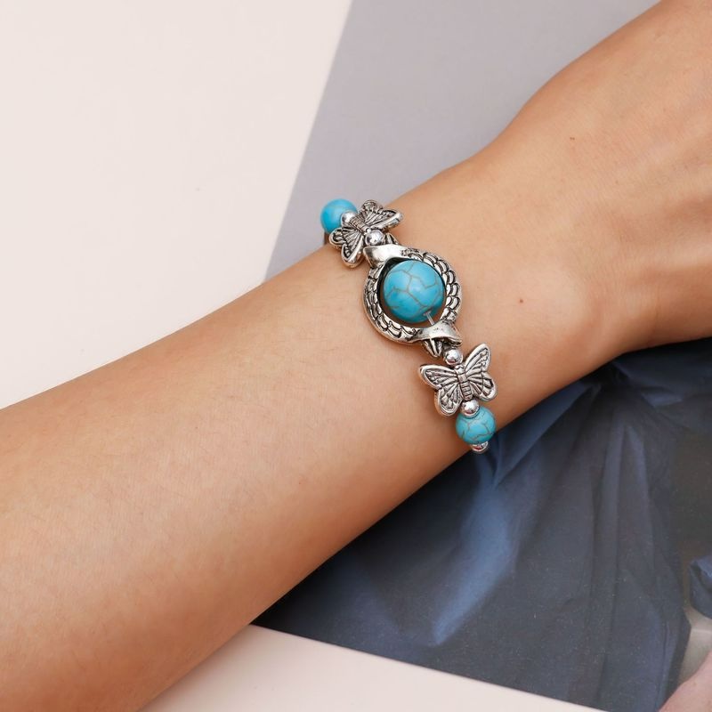 Gelang Rantai Liontin Kupu-Kupu Turquoise Gaya Bohemian Untuk Wanita