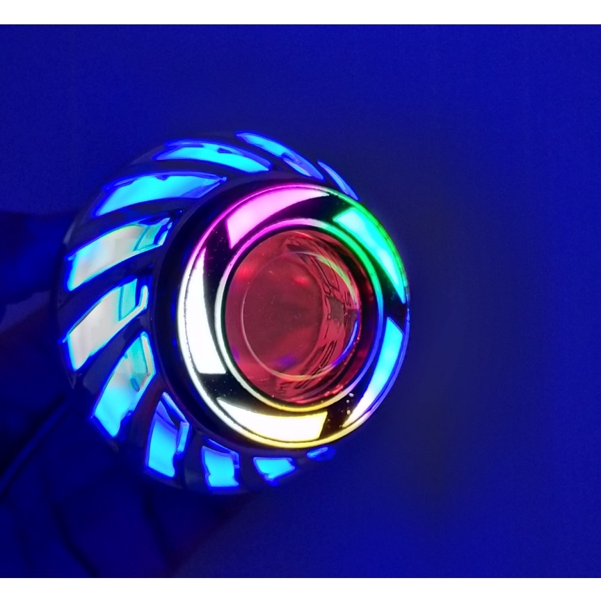 Lampu utama projie BULAT BIRU rainbow merah proji Lampu Variasi MOTOR