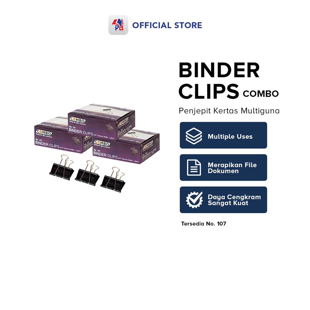 

Binder Clip No 107 Kecil Merk Combo Jual Satuan Penjepit Kertas Multiguna Hitam Satuan / PB EDUKASI ANAK - PBNB
