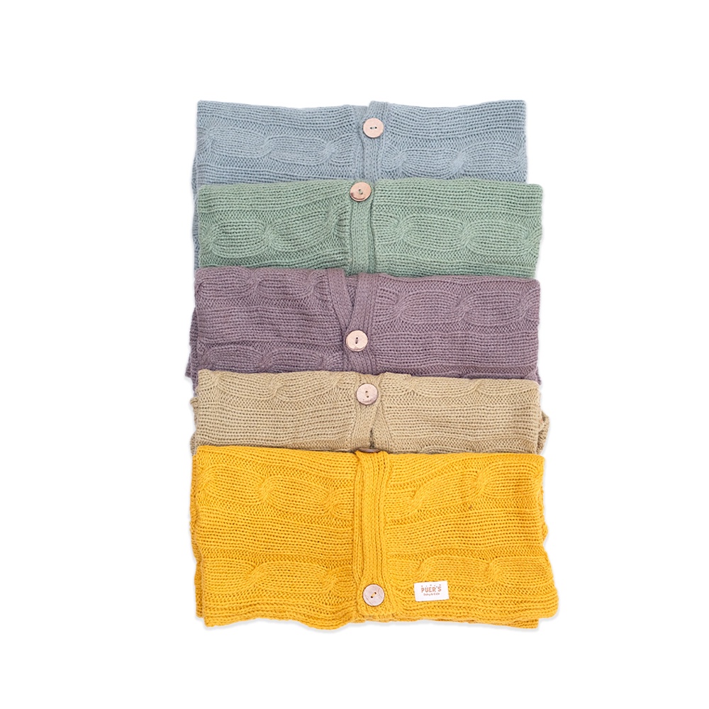 KNIT BUTTON BLANKET PUER'S BASIC BLANKET (SELIMUT KANCING BAYI BAHAN RAJUT)