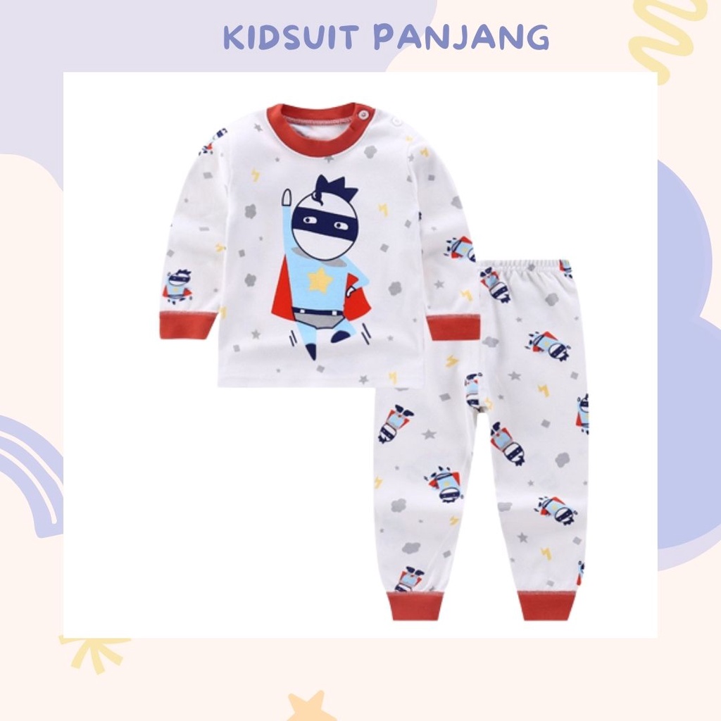 HappyOliver KIDS SUIT PIYAMA PANJANG Setelan Anak Bahan Kaos Celana Berkualitas Import cewek cowok H1-1