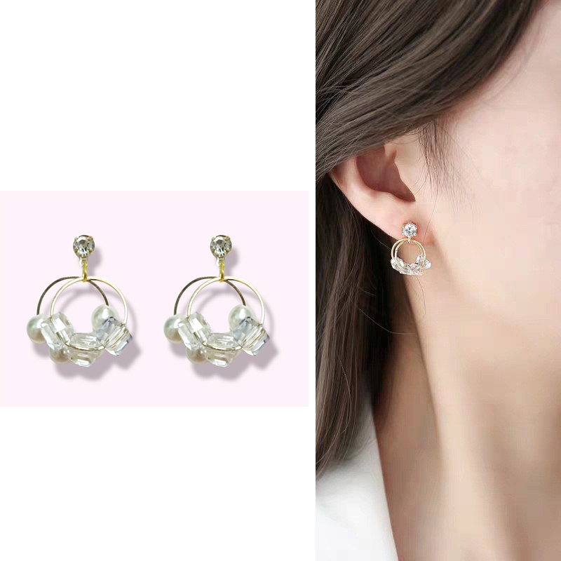Anting Stud Wanita Korea /Anting fashion Mutiara Stud Diamond 537