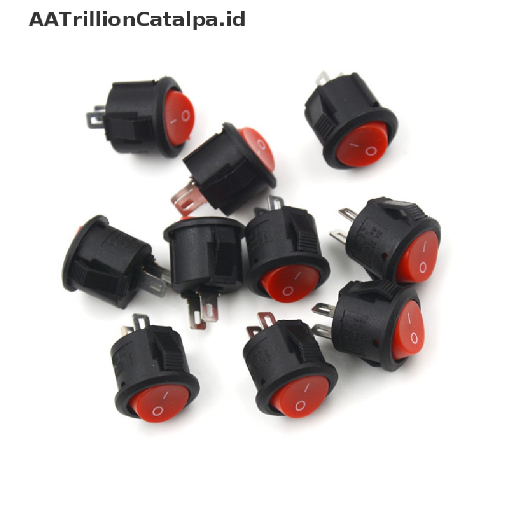10 Pcs Saklar Rocker ON-OFF 2 Pin Bentuk Bulat Diameter 16mm 3A / 250V Untuk Perahu