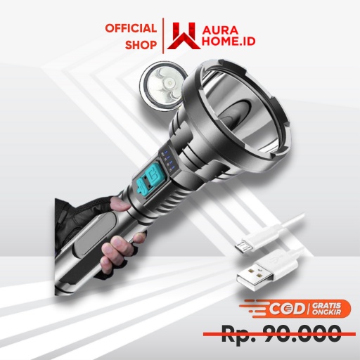 Senter LED Waterproof USB Cree XPE 500 Lumens / Senter Batre Baterai Anti Air Super Terang Cas Casan