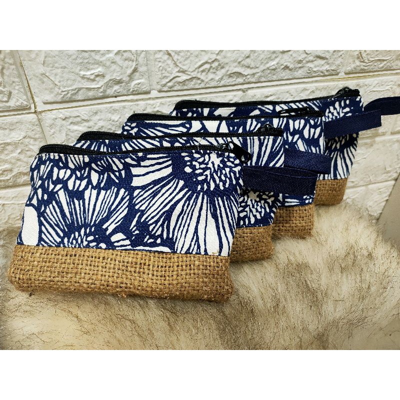 souvenir dompet pouch canvas kombinasi goni terlaris model terbaru size 19*12 cm