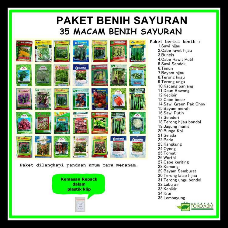 Paket Hemat Benih Tanaman Sayuran 35 Macam Bibit Tanaman Sayur Mu