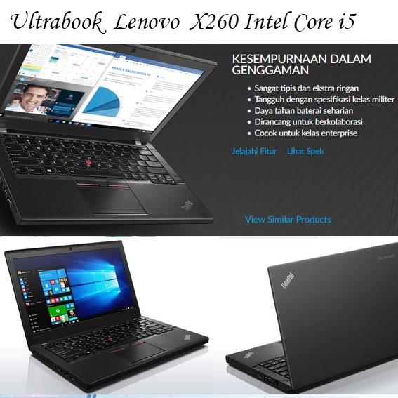 Ultrabook Lenovo X260 Intel Core i5-6300U RAM 8GB HD 500 / SSD 256 GB