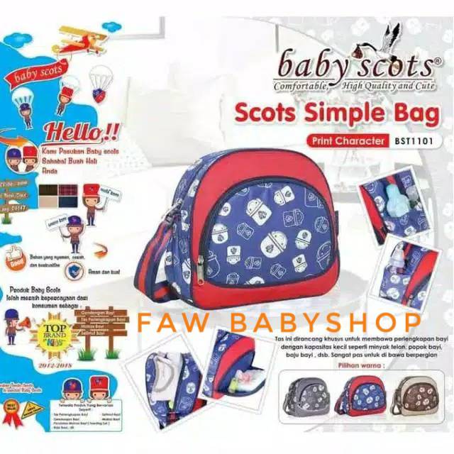 BABY SCOTS SIMPLE BAG PRINT CHARACTER -BST1101 / TAS PERLENGKAPAN BAYI KECIL