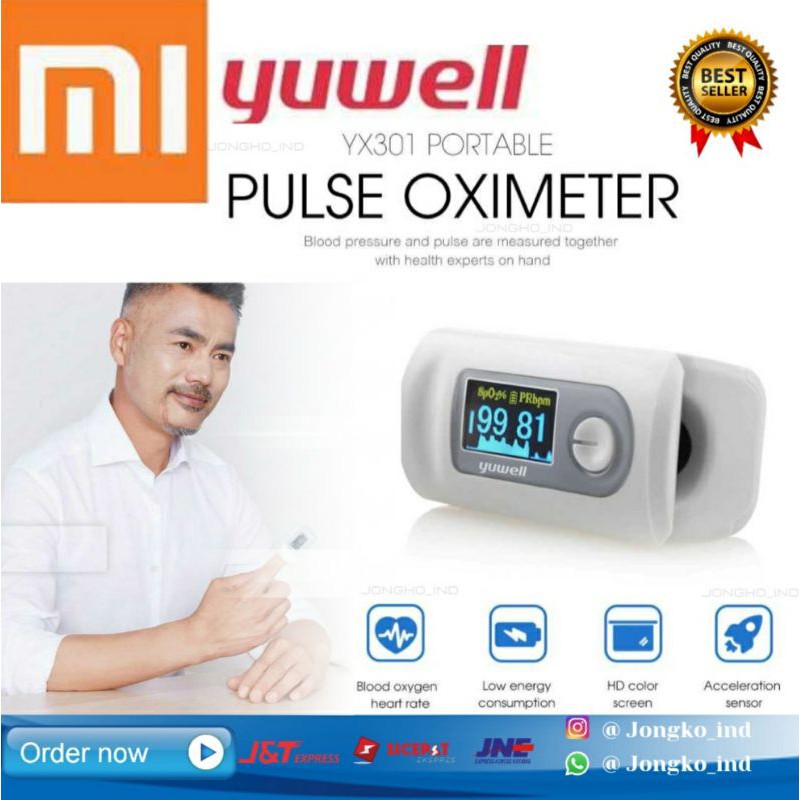 Xiaomi yuwell yx301 original alat pengukur detak jantung fingertip oximeter detak jantung denyut
