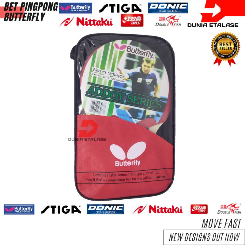 Bet / Bat / Bed Pingpong Tenis Meja Butterfly Set Isi 2 + Bola 3pcs Standar ITTF
