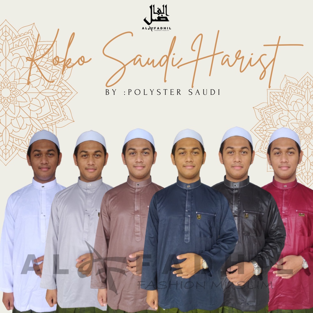 Al Fadhil Koko HARIST Koko Pria Dewasa Lengan Panjang Premium Modern Fashion Muslim Laki laki Pakaia