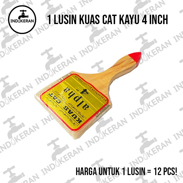 INDOKERAN - 4 Inch - Grosir Lusin Kuas Cat Gagang Kayu - High Quality