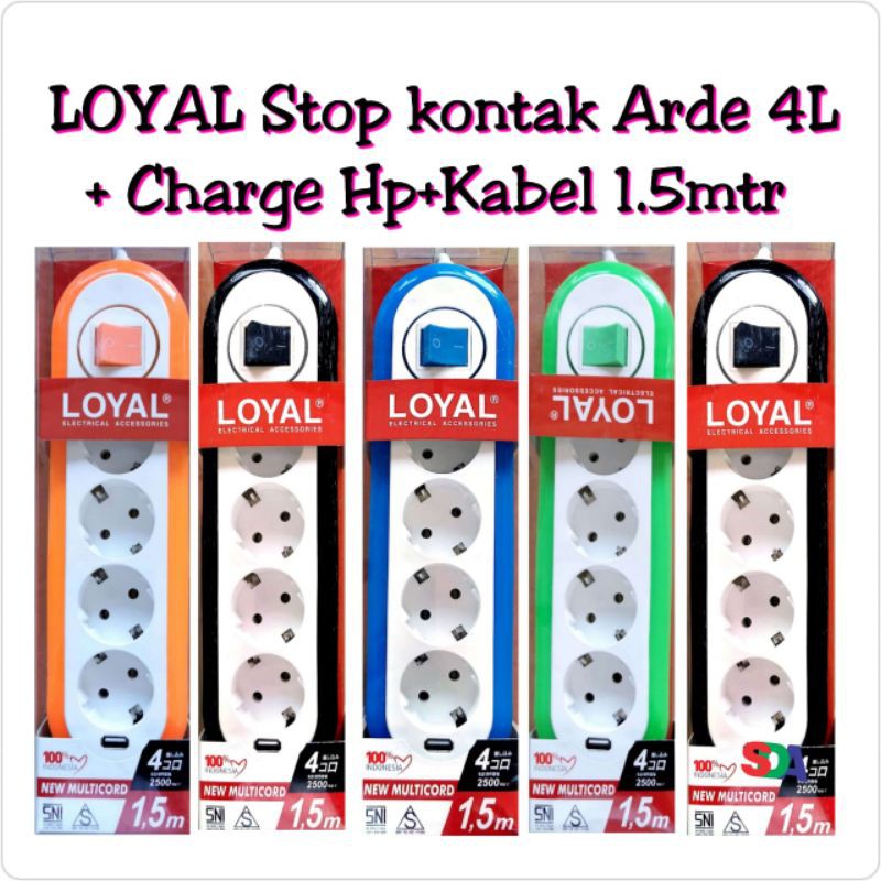 Loyal Stop Kontak 4L + USB + Kabel 1.5m LY-264