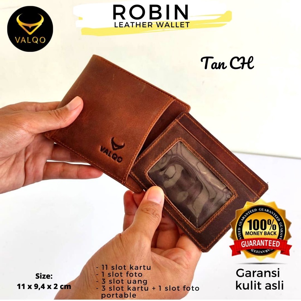 [VALQO] ROBIN Dompet Kulit Sapi Crazy Horse CH Dompet Pria Dompet Kartu Dompet Pendek Lipat