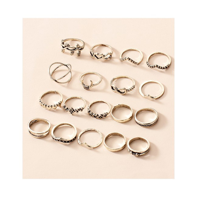 LRC Cincin Fashion Silver Color 18 Alloy Rings Set P82849