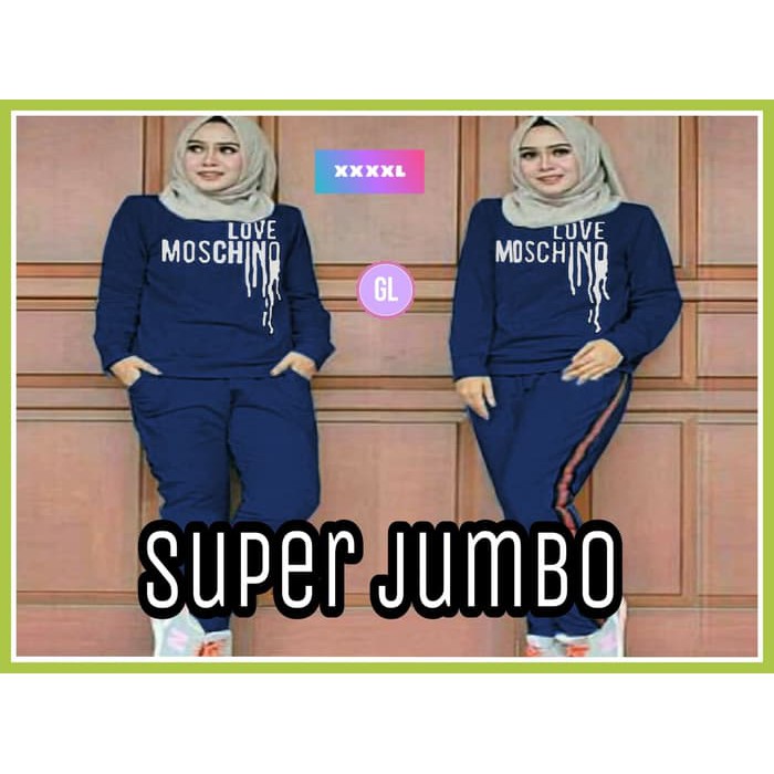 stelan moschinoo JUMBO/stelan training/baju senam/stelan olahraga
