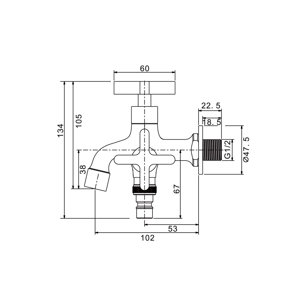 Kran Air Two-Way Tap Merk FRAP Type IF6530 ukuran 1/2 inch