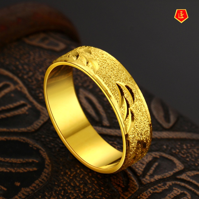 [Ready Stock]Personalized Simple Gold Ring Men's Fashion Ornament